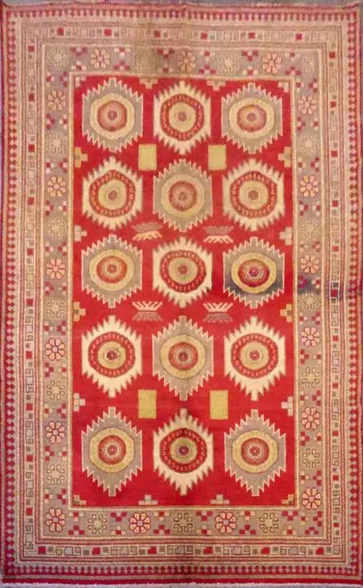 One Of The Kind Afghani Khotan Rug 8'4" x 5'2"